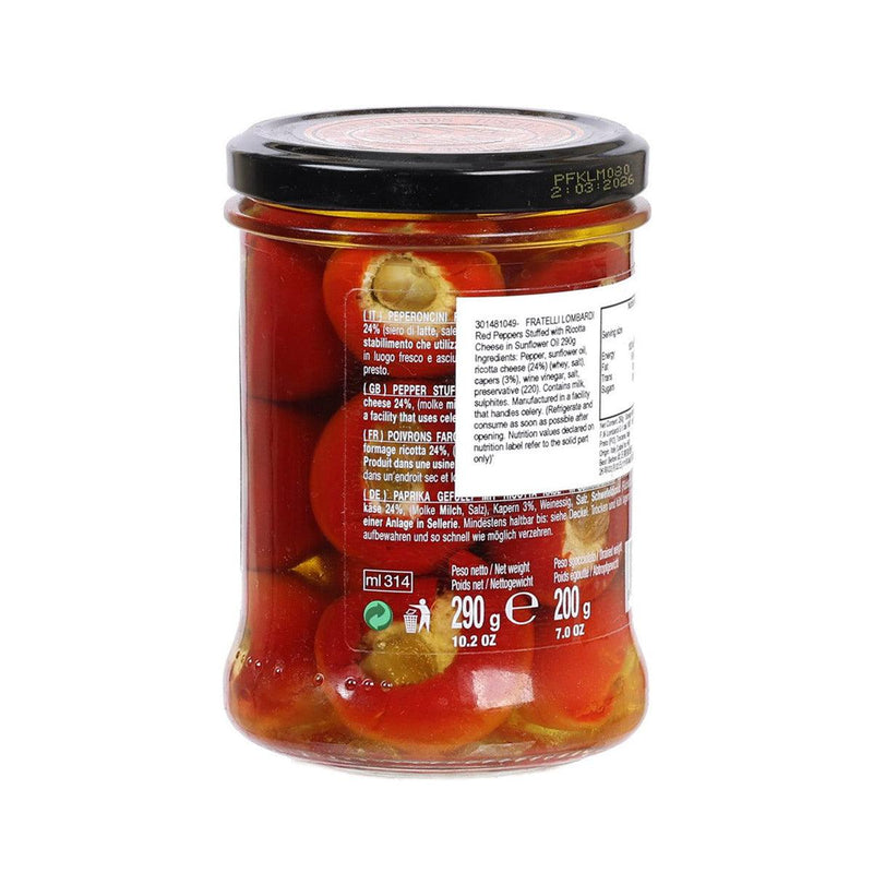 FRATELLI LOMBARDI Red Peppers Stuffed with Ricotta Cheese in Sunflower Oil  (290g)