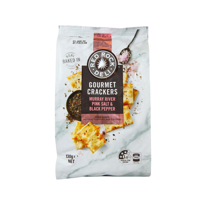 RED ROCK DELI Gourmet Crackers - Murray River Pink Salt & Black Pepper  (130g)