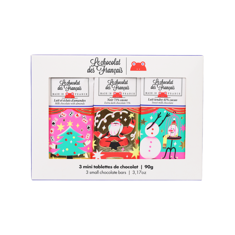 LE CHOCOLAT DES FRANCAIS Assorted Xmas Mini Organic Chocolate Bars Set  (90g)