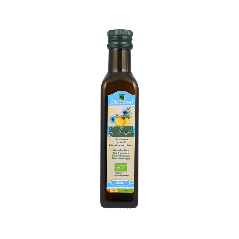 CRUDIGNO Organic Cold Pressed Flaxseed Oil - Lemon Flavor  (250mL)