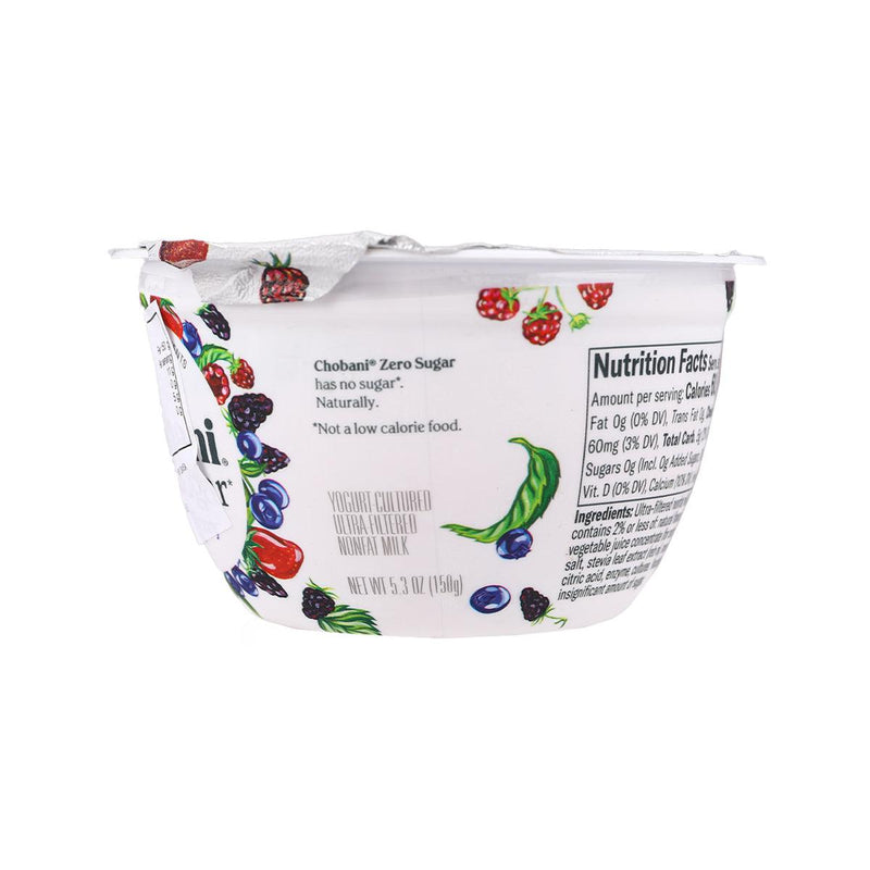 CHOBANI Zero Sugar Nonfat Greek Yogurt - Mixed Berry Flavor  (150g)