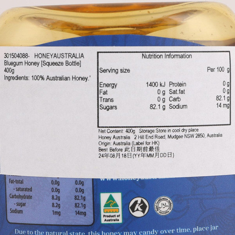 HONEYAUSTRALIA Bluegum Honey [Squeeze Bottle]  (400g)