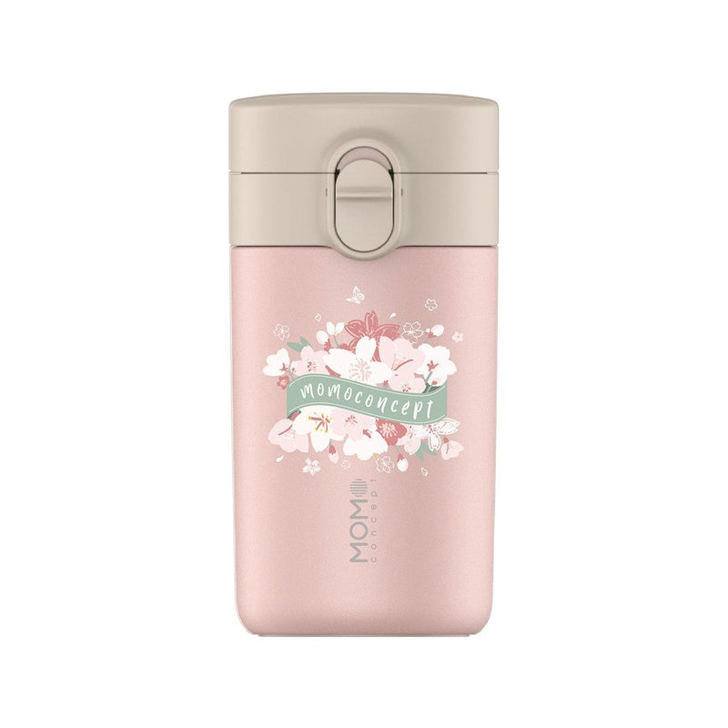 MOMOCONCEPT Flat White Stainless Coffee Mug (Sakura Collection) 310mL - Peach Pink