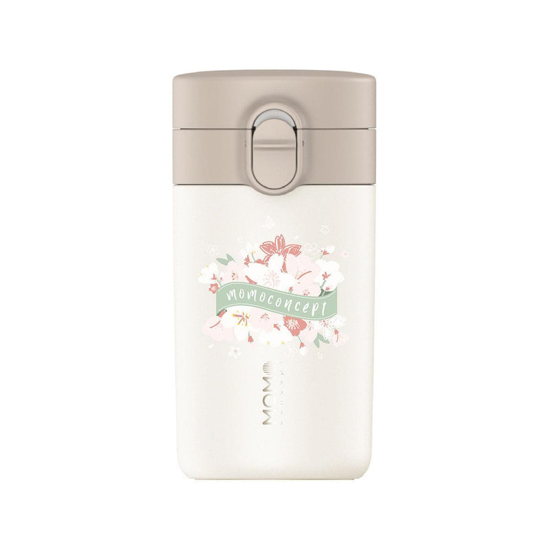 MOMOCONCEPT Flat White Stainless Coffee Mug (Sakura Collection) 310mL - Kona White