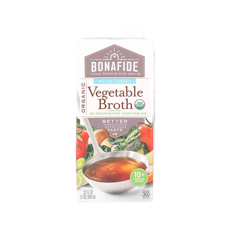 BONAFIDE PROVISIONS Organic Vegetable Broth - No Salt Added  (946mL)