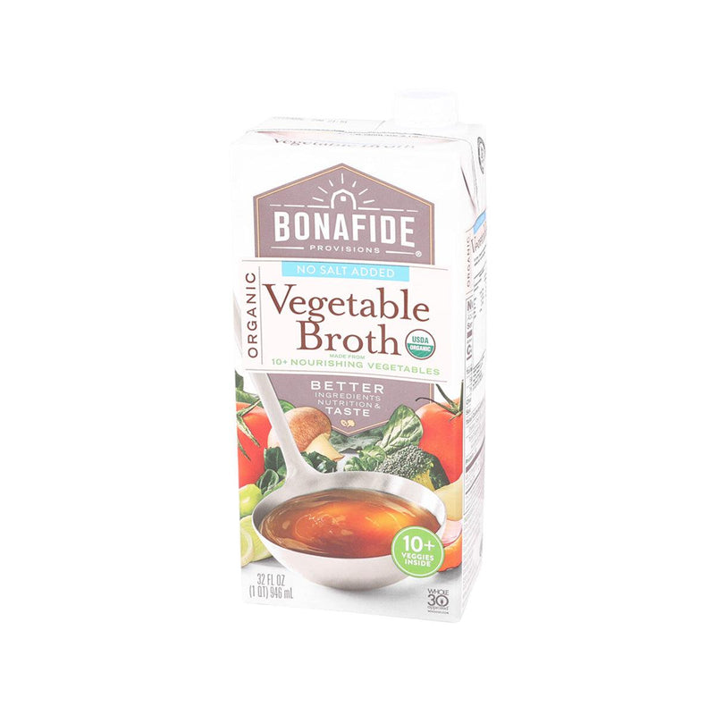 BONAFIDE PROVISIONS Organic Vegetable Broth - No Salt Added  (946mL)