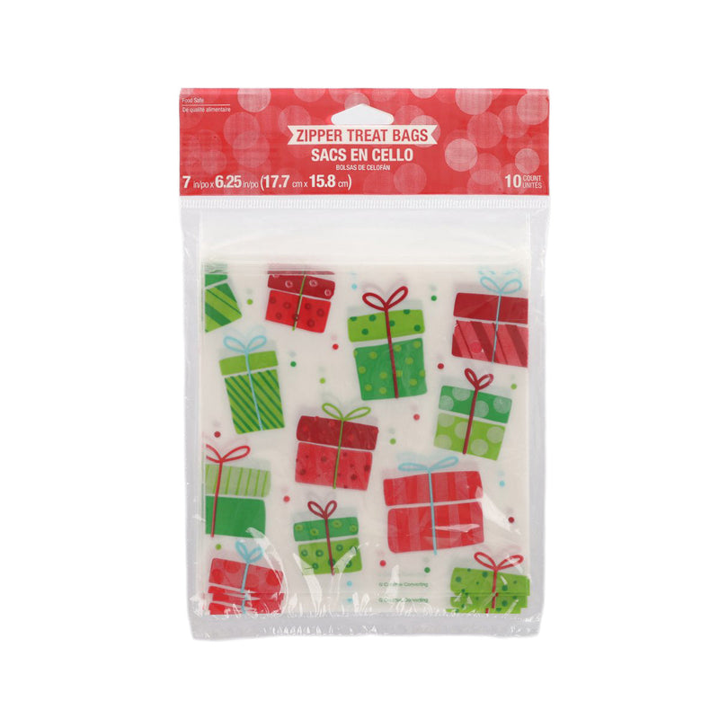 CREATIVE CONVERTING Xmas Treat Zipper Bags - Christmas Presents  (10pcs)