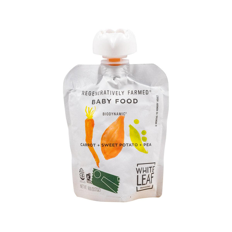 WHITELEAFPROVISIONS Organic Biodynamic Baby Food - Carrot, Sweet Potato, Pea  (90g)