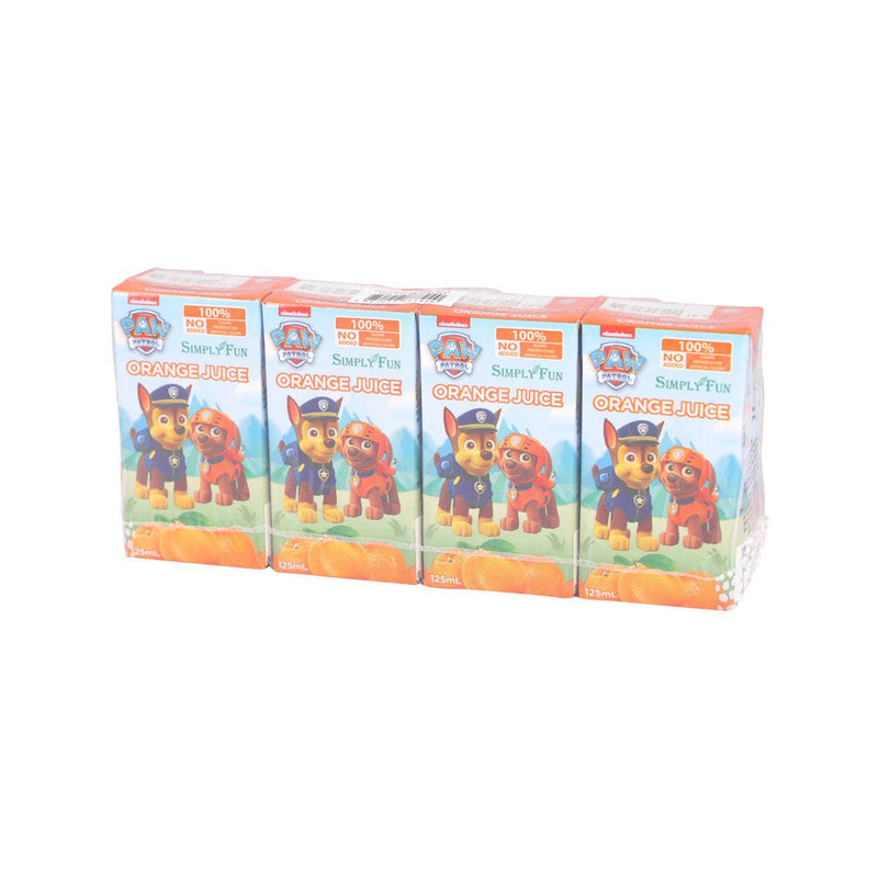 SIMPLYFUN Paw Patrol Orange Juice  (4 x 125mL)