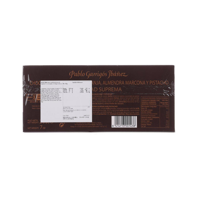 PABLO GARRIGOS IBANEZ Caramel Milk Chocolate with Orange, Marcona Almond and Pistachio Turron  (200g)