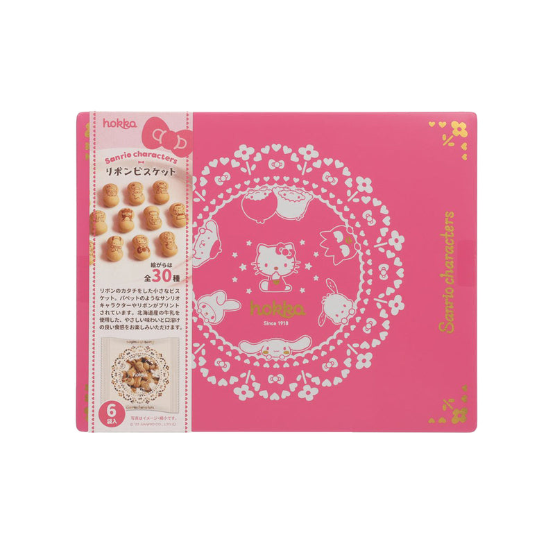 HOKURIKU Sanrio Characters Ribbon Biscuits - Peach Milk Tea Flavor in Pink Can  (90g)