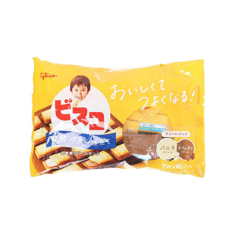 GLICO Bisco Fermented Butter Biscuit - Vanilla & Café au lait Flavor  (131.52g)