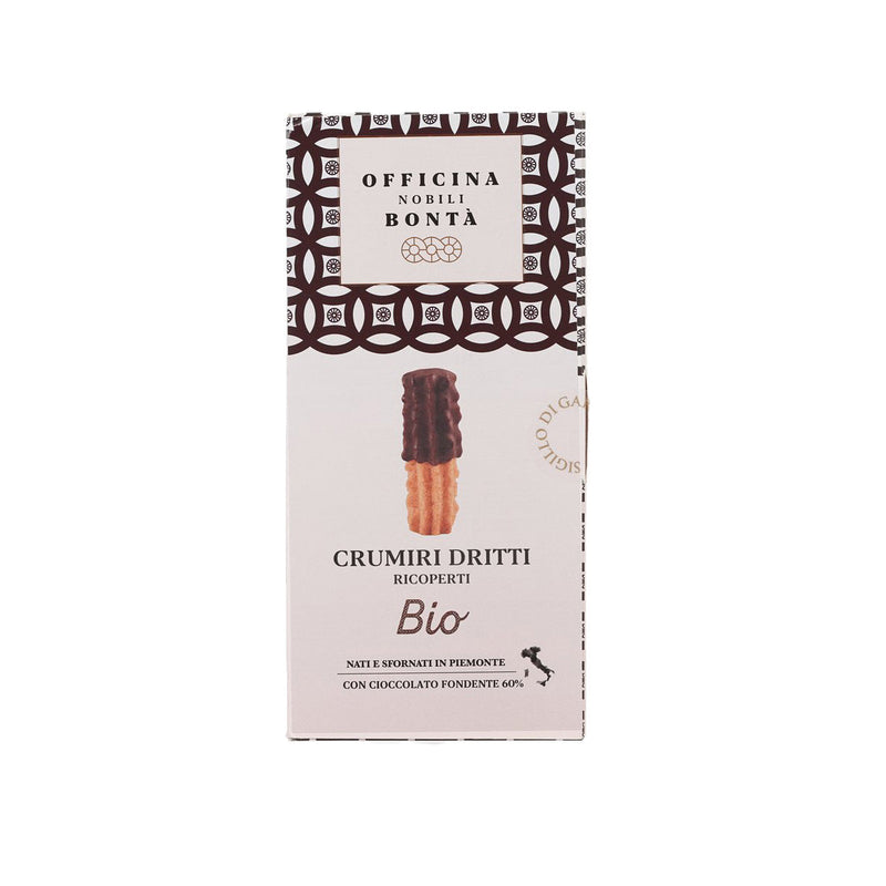OFFICINA NOBILI BONTA Crumiri Dritti - Organic Dark Chocolate Coated Biscuits  (170g)