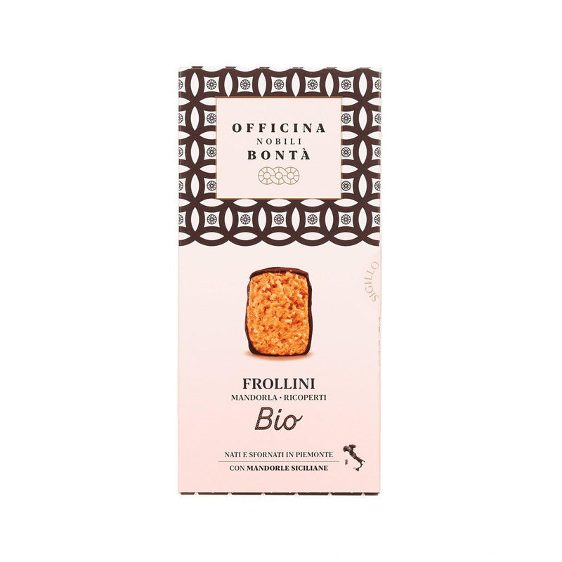 OFFICINA NOBILI BONTA Frollini Mandorla - Organic Dark Chocolate Coated Almond Biscuits  (180g)