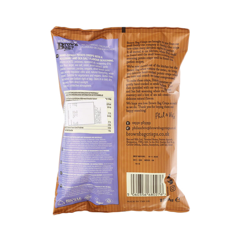 BROWN BAG CRISPS Rosemary & Sea Salt Hand-Cooked Potato Crisps  (150g)