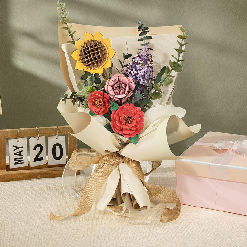 ROBOTIME Roka Wooden Puzzle Pink Rose - LOG-ON