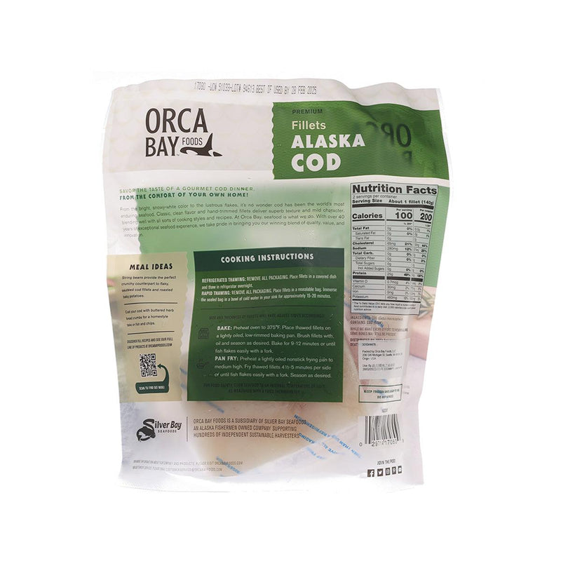 ORCA BAY FOODS USA Frozen Alaska Cod Fillets  (284g)