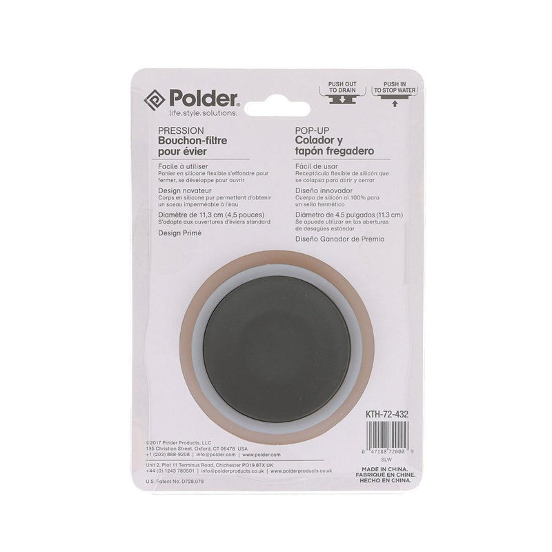 POLDER Pop-Up Strainer -Stopper Grey