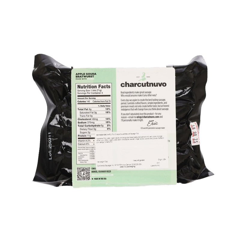 CHARCUTNUVO Apple Gouda Bratwurst Sausage  (10oz)