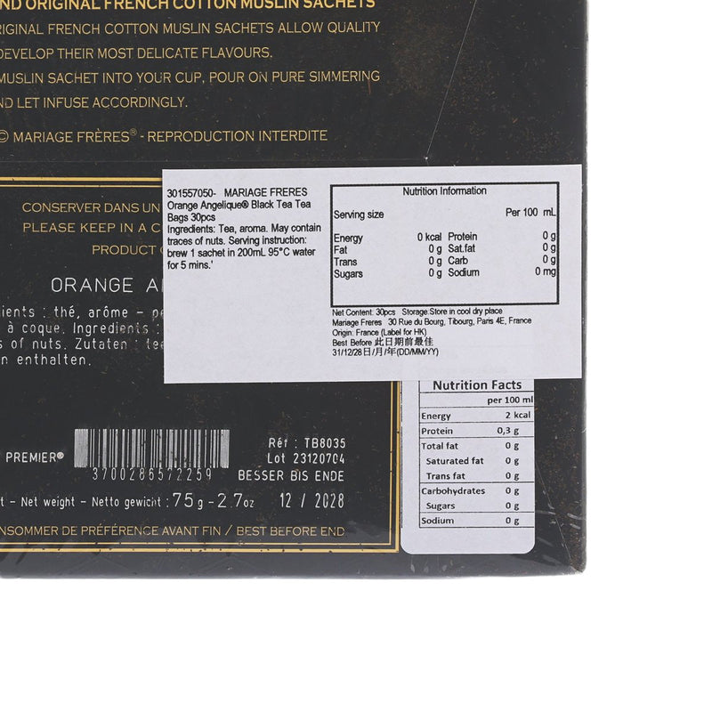 MARIAGE FRERES Orange Angelique® Black Tea Tea Bags  (30pcs)