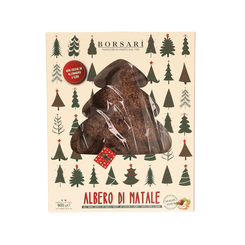 BORSARI Christmas Tree Shaped Pandoro with Gianduia Cream & Chocolate  (800g)