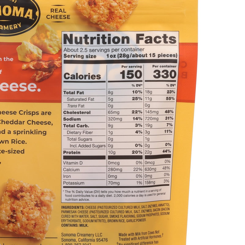 SONOMA CREAMERY Bacon Cheddar Cheese Crisps  (64g)