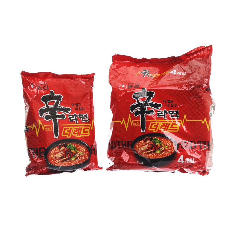 NONG SHIM Shin Ramen Instant Noodle - The Red (Hotter Version)  (4 x 125g)