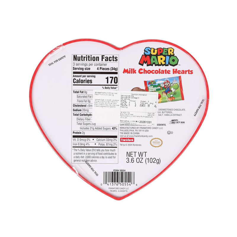 FRANKFORD Mario Heart Shaped Tin with Milk Chocolate  (102g)