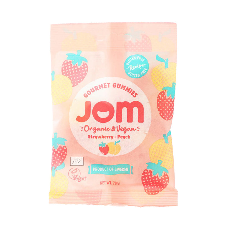 JOM Organic Strawberry & Peach Flavour Gummies  (70g)