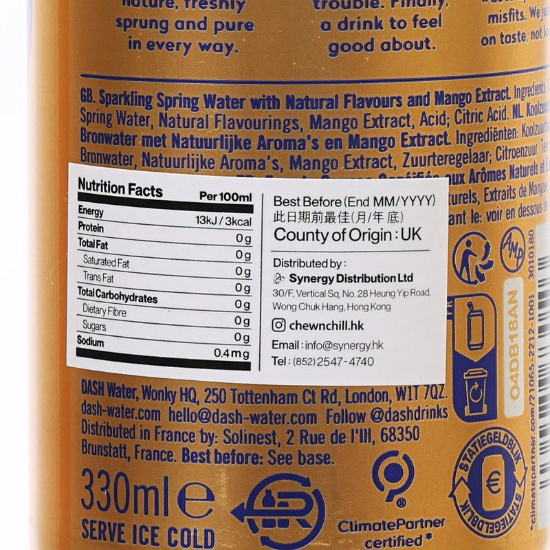 DASH 0 Calorie Sparkling Water Infused with Wonky - Mangoes  (330mL)