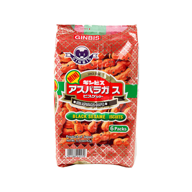 GINBIS Mini Asparagus Shaped Black Sesame Biscuit  (6 x 27g)