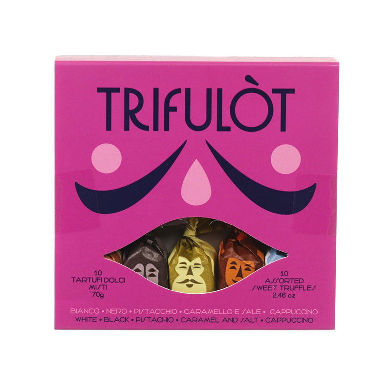 TRIFULÒT Mini Assorted Pralines 5 Flavours - Black, White, Pistachio, Caramel & Salt, Cappuccino  (70g)