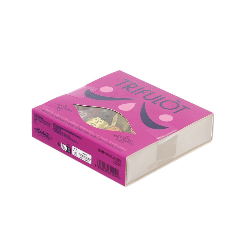 TRIFULÒT Mini Assorted Pralines 5 Flavours - Black, White, Pistachio, Caramel & Salt, Cappuccino  (70g)