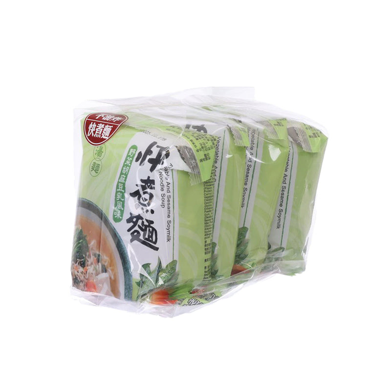 JING SI Vegetable & Sesame Soymilk Flavor Noodle Soup  (4 x 99g)