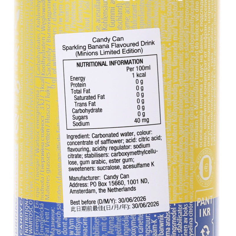CANDY CAN Minions Limited Edition Sparkling Banana Flavoured Drink - Zero Sugar [Can]  (330mL)