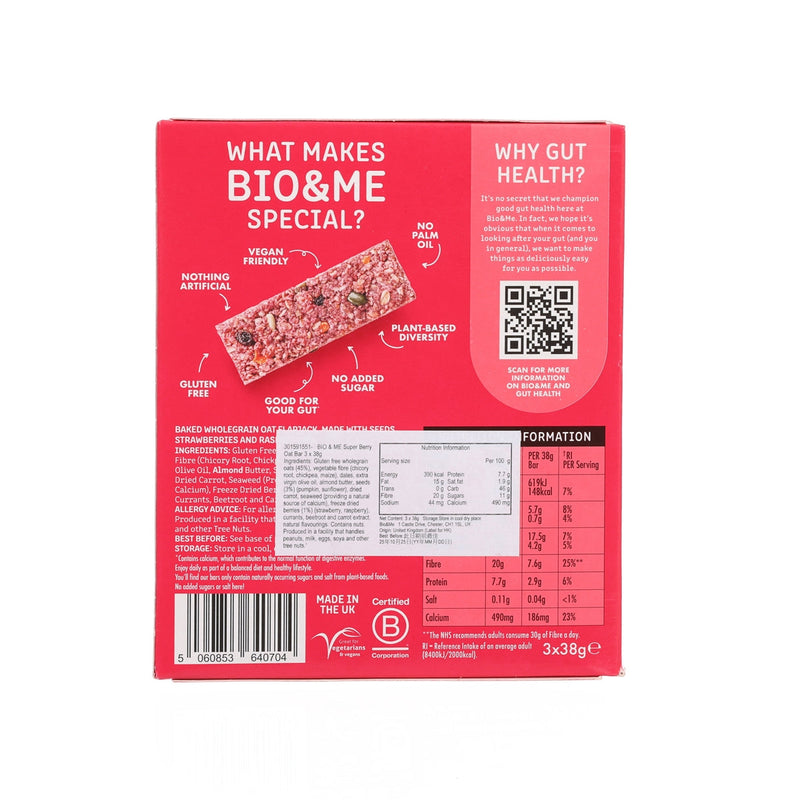 BIO & ME Super Berry Oat Bar  (3 x 38g)