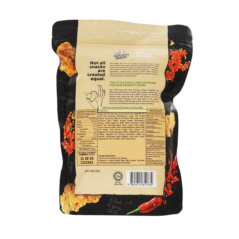 GOLDENDUCK Thai Style Chilli Lime Flavoured Fish Skin Crunchy Crisps  (85g)