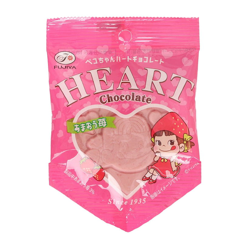 FUJIYA Milky Heart Shaped Chocolate - Amaou Strawberry  (1pc)