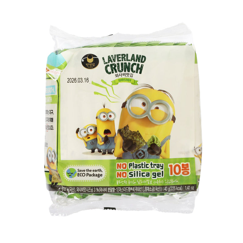 MANJUN Laverland Crunch Wasabi Flavor Seaweed  (40g)