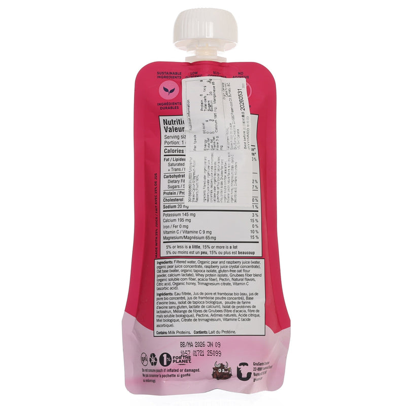 GNUBEES Functional Fruit Shakes + Calcium & Magnesium - Rockin’ Raspberry [Pouch]  (190mL)