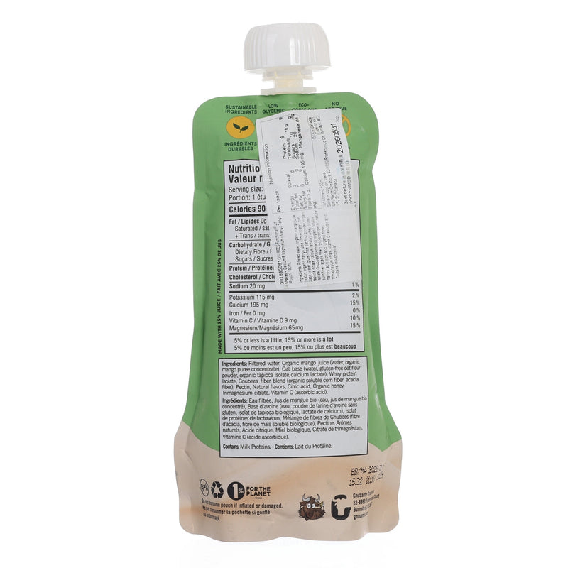 GNUBEES Functional Fruit Shakes + Calcium & Magnesium - Mango Tango [Pouch]  (190mL)