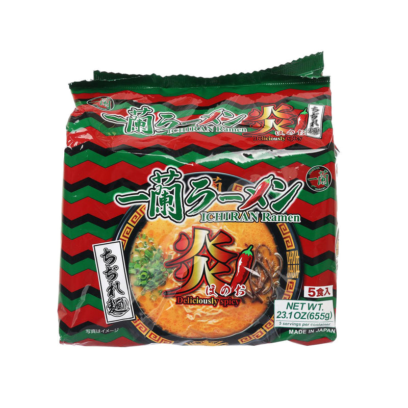 ICHIRAN Ramen HONOO ‐ Plant Base Instant Curly Noodle with Pork Bone Flavored Soup  (5 x 131g)