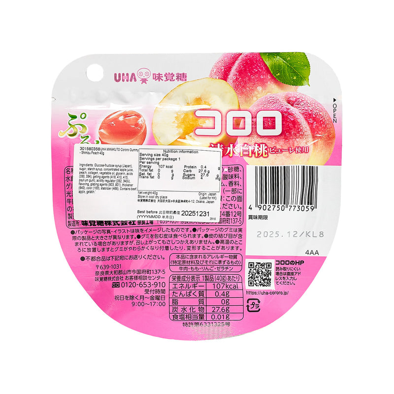 UHA MIKAKUTO Cororo Gummy - Shimizu Peach  (40g)