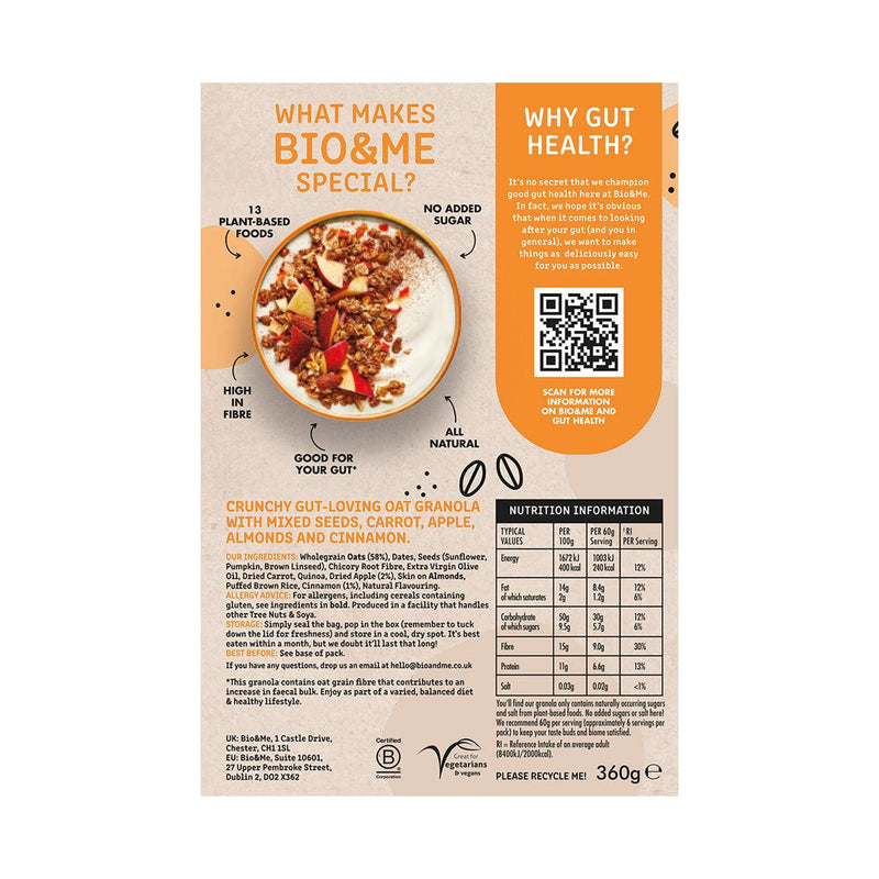 BIO & ME Apple & Cinnamon Gut-Loving Prebiotic Granola  (360g)