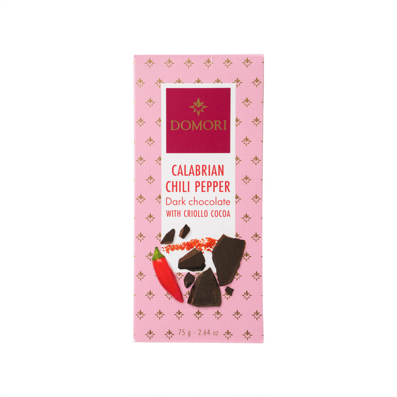 DOMORI Calabrian Chili Pepper Dark Chocolate with Criollo Cocoa Bar  (75g)