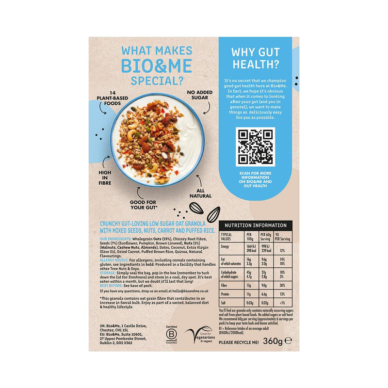 BIO & ME Low Sugar Naturally Gut-Loving Prebiotic Granola  (360g)