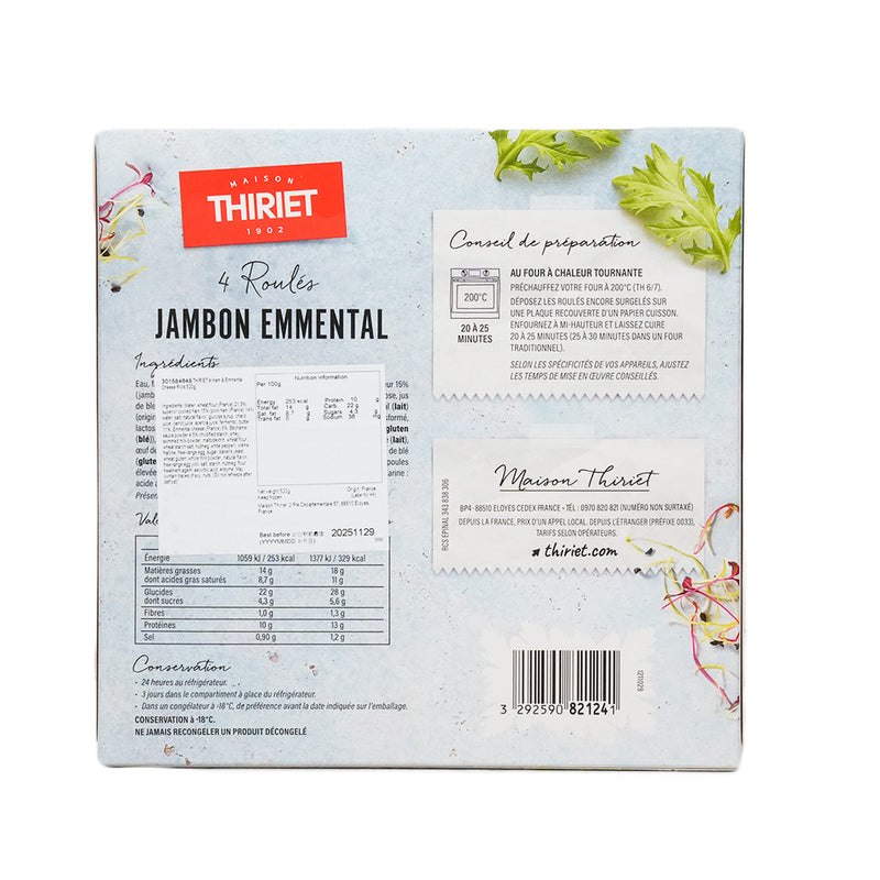 THIRIET 4 Ham & Emmental Cheese Rolls  (520g)