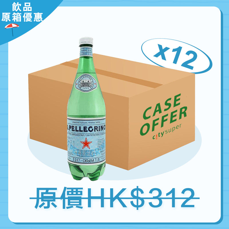 SAN PELLEGRINO Sparkling Natural Mineral Water [PET]  (12 x 1L)