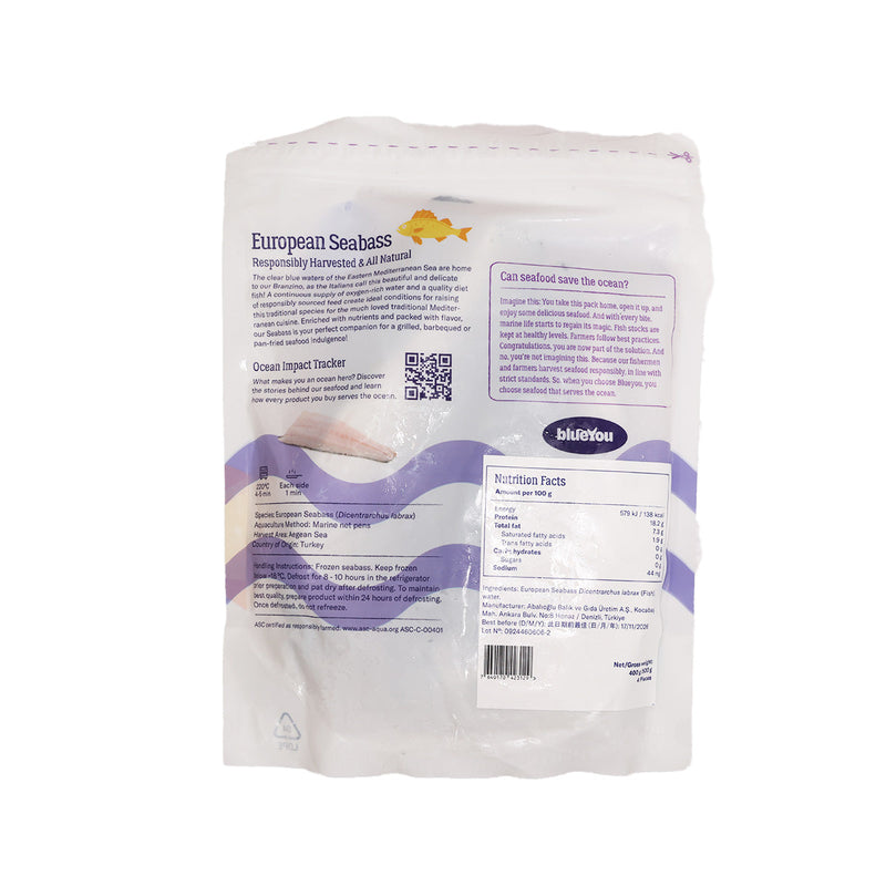 BLUEYOU Turkey Forzen European Seabass -ASC  (400g)