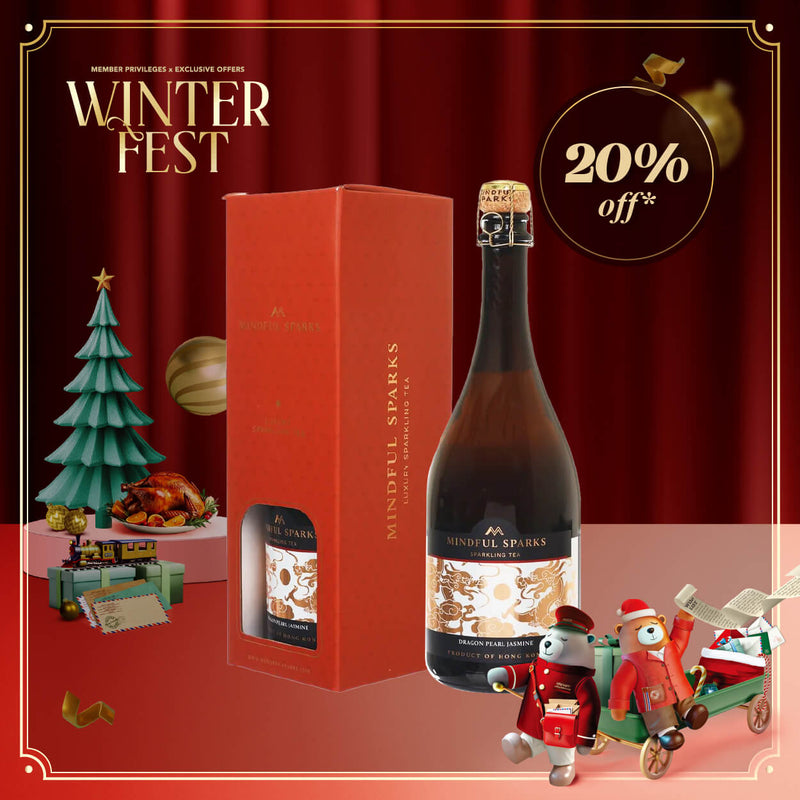 MINDFUL SPARKS Sparkling Dragon Pearl Jasmine Tea with Lungan Honey [Bottle]  (750mL)